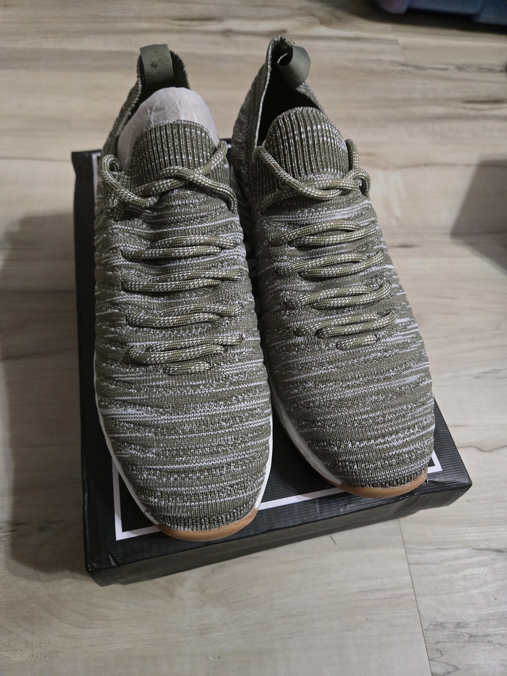 J Slide Women's Knit Slip-On Sneakers in Olive Green